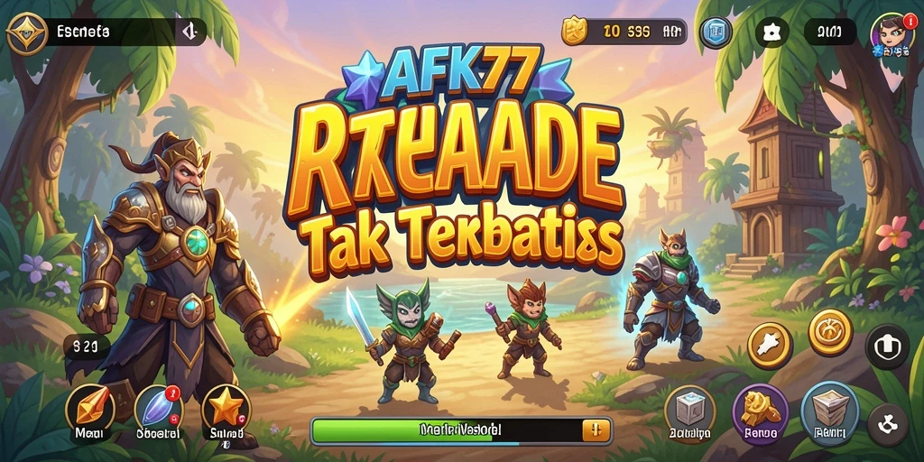 Tampilan gameplay AFK77 menunjukkan aksi seru dan level menarik.