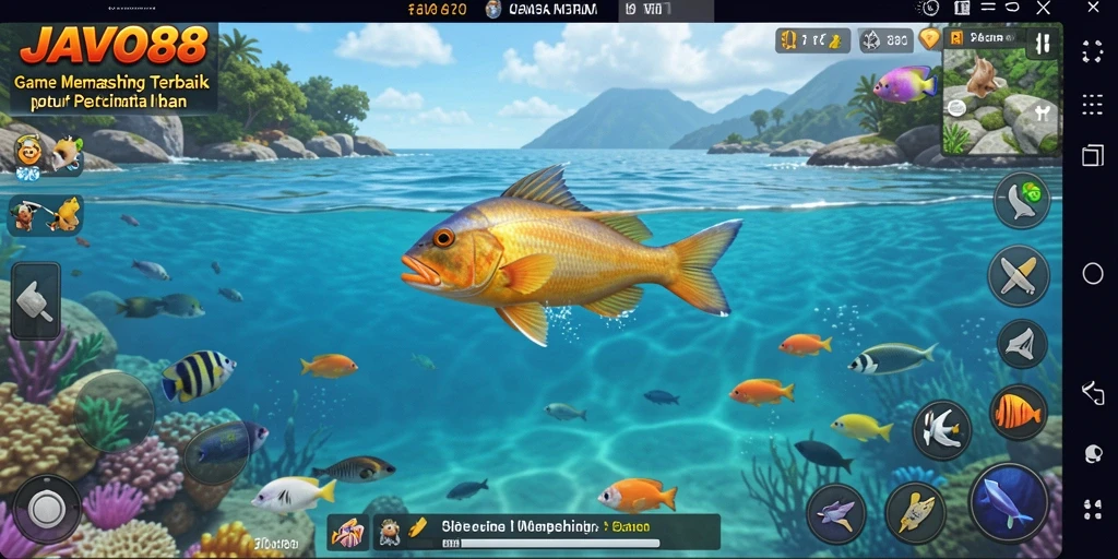 Screenshot gameplay JAVO88 menampilkan aksi memancing yang mendebarkan.