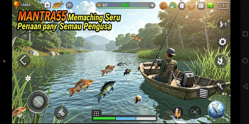 Tampilan gameplay memancing yang menakjubkan dalam MANTRA55.