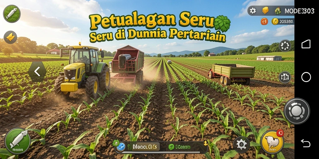 Tampilan screenshot gameplay yang menunjukkan aktivitas pertanian di MODE303.