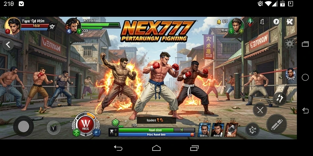 Tangkapan layar gameplay NEX777 yang menunjukkan aksi pertarungan yang mendebarkan.
