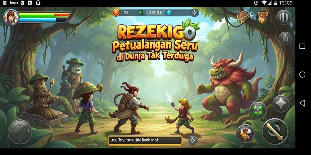Tampilan gameplay <strong>REZEKIGO</strong> yang mendebarkan dengan pemandangan petualangan yang indah.