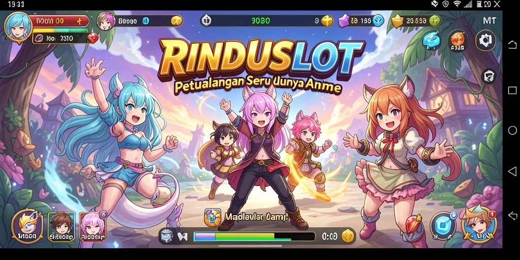 Screenshot gameplay RINDUSLOT menunjukkan aksi seru karakter anime.