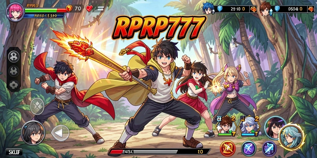 Tampilan gameplay RPRP777 yang menampilkan karakter anime favorit.