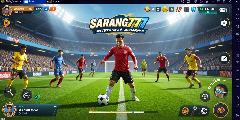 Tampilan menarik dari gameplay sepak bola yang seru.