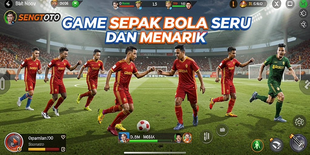 Screenshot gameplay SENGTOTO menampilkan aksi seru di lapangan sepak bola.
