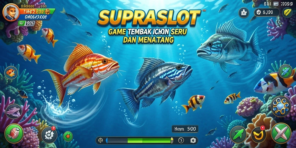 Tampilan gameplay Tembak Ikan yang seru dan colorful di SUPRASLOT.